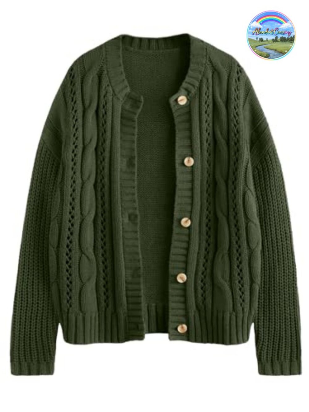 Cable Knit Button Up Cardigan Chunky Long Sleeve Crochet Sweater